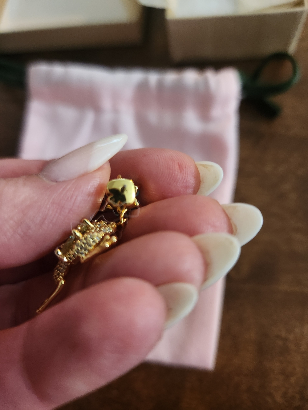 kate spade Gold Frog Earrings with Turquoise, Purple & Light Green Accents - Picture 3 of 8